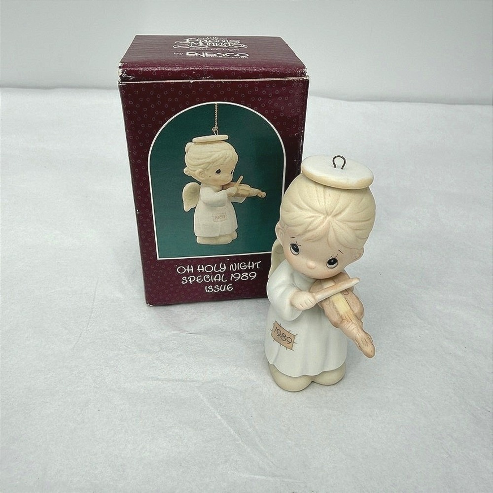 Precious Moments Ornament Oh Holy Night 1989 Special Issue Angel Violin Vintage